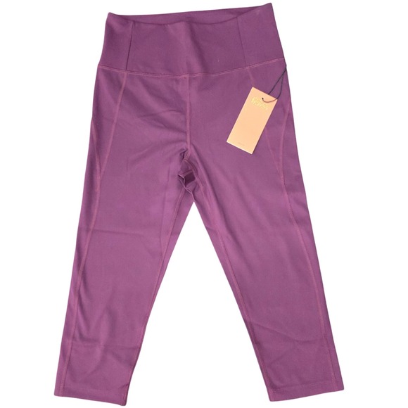 Girlfriend‎ Collective High Rise Capri Leggings Women's Large Plum Athletic - Picture 1 of 7